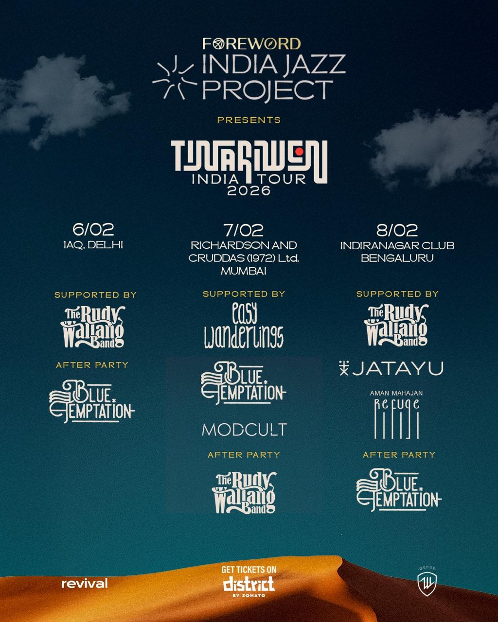 Tinariwen, Rudy Walland, Blue Temptation, MODCULT, JATAYU, REFUGE, Easy Wanderlings